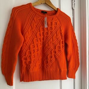 J.Crew Cable Knit Sweater in Spicy Orange Women’s Size M